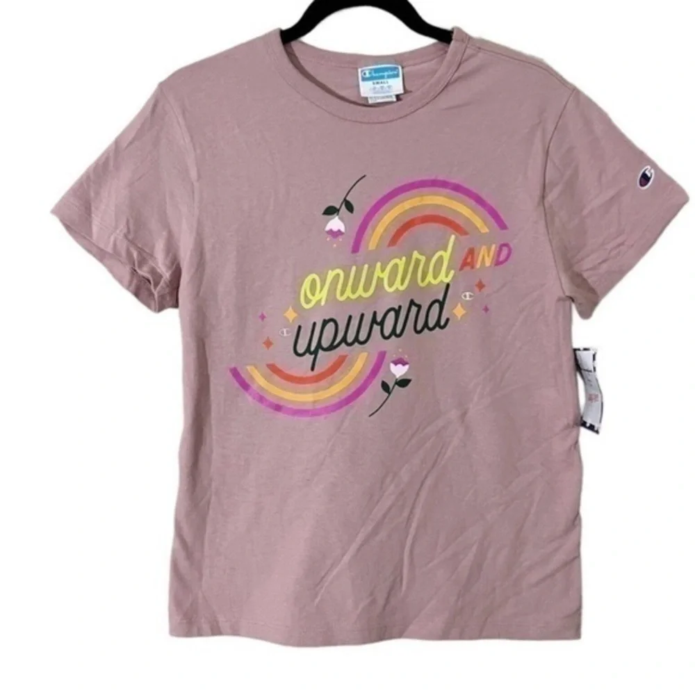 Champion Steffi Lynn Heritage Tee T Shirt Onward & Upward Small Pink Top NWT